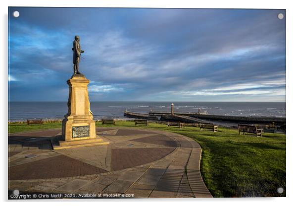 The Captain Cook monument Whitby. Acrylic by Chris North