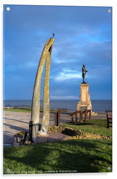 The Captain Cook monument and whalebone arch. Acrylic by Chris North
