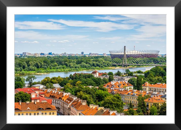 Warsaw Cityscape Along Vistula River Framed Mounted Print by Artur Bogacki