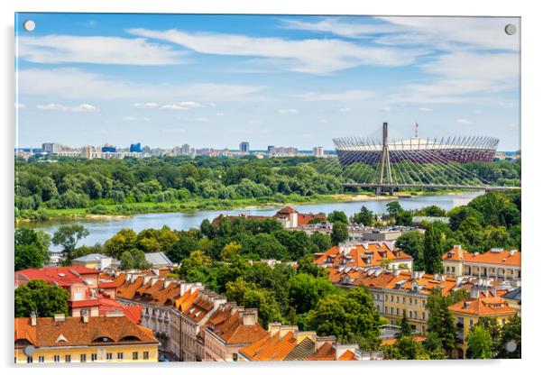 Warsaw Cityscape Along Vistula River Acrylic by Artur Bogacki