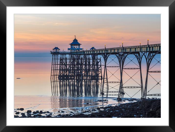 Clevedon Pier at sunset Framed Mounted Print by Rory Hailes