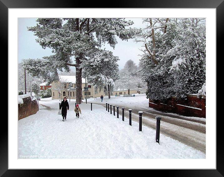 Snowfall in Horsell, Surrey. Framed Mounted Print by Laura Jarvis