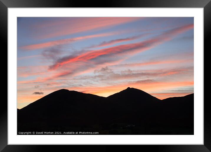 Derwent Fells Silhouetted against the Evening Sky Framed Mounted Print by David Morton