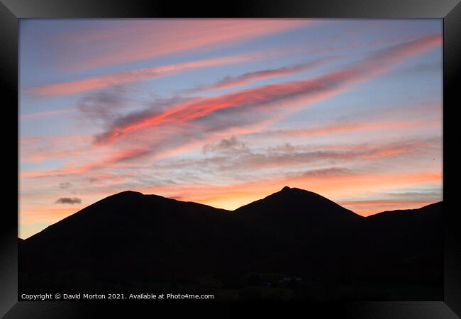 Derwent Fells Silhouetted against the Evening Sky Framed Print by David Morton