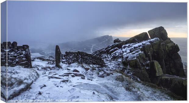 Winter Wonderland at The Roaches Canvas Print by Steven Nokes