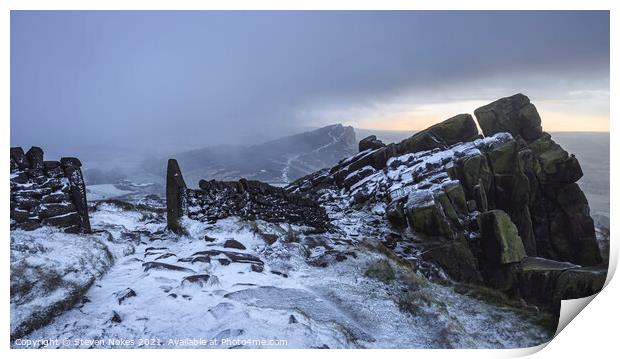 Winter Wonderland at The Roaches Print by Steven Nokes