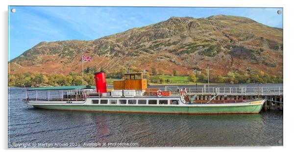 Ullswater Steamer and Fells Acrylic by Martyn Arnold