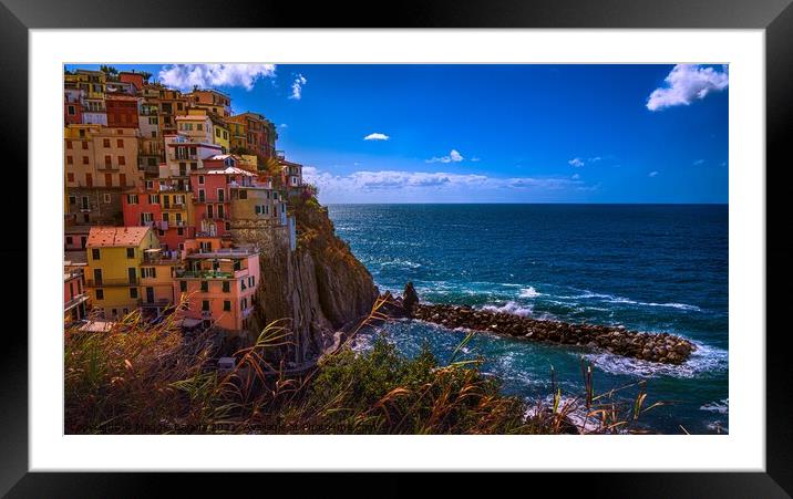 Picturesque view of Manarola, Cinque Terre, Coastl Framed Mounted Print by Maggie Bajada
