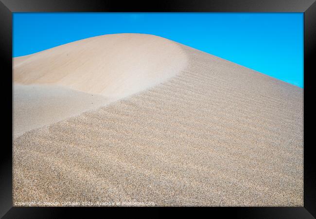 Fine sand blown by the wind creates dunes on the shores of the sea. Framed Print by Joaquin Corbalan