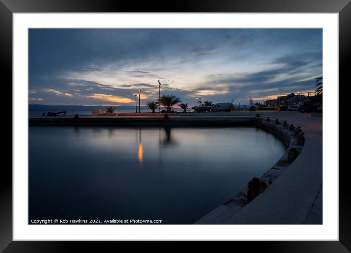 Podgora Waterfont Dusk Framed Mounted Print by Rob Hawkins