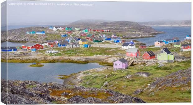 Island Village Greenland Canvas Print by Pearl Bucknall