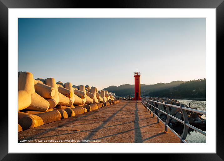 Sunset of Gyeongjeong Port in Korea Framed Mounted Print by Sanga Park