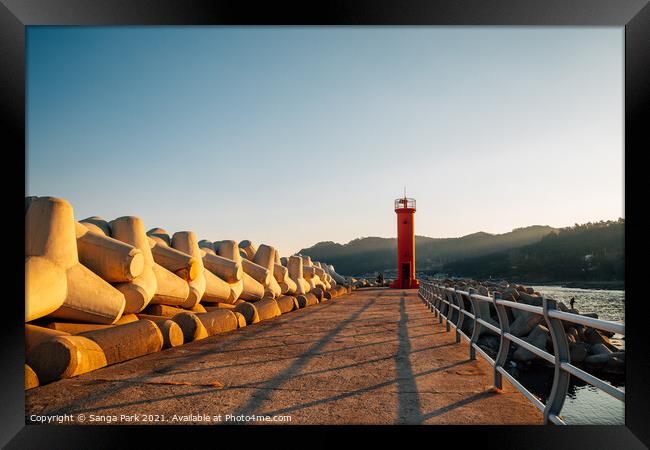 Sunset of Gyeongjeong Port in Korea Framed Print by Sanga Park