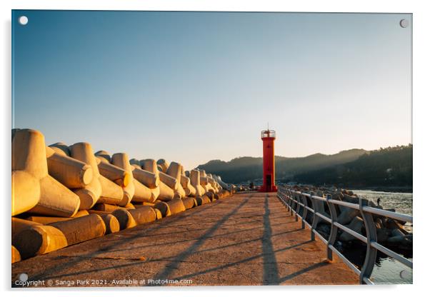 Sunset of Gyeongjeong Port in Korea Acrylic by Sanga Park