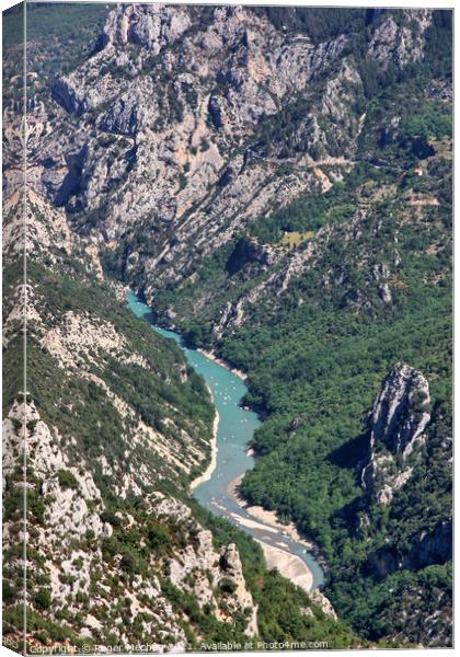 Turquoise Serpent in Verdon Gorge Canvas Print by Roger Mechan