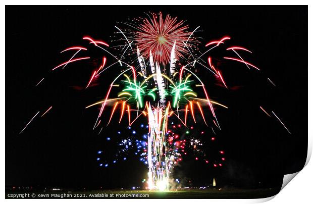 Fireworks At Whitley Bay Print by Kevin Maughan