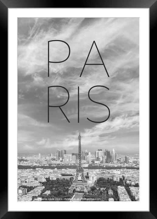 Paris Skyline | Text Framed Mounted Print by Melanie Viola