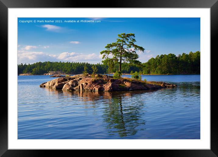Small Island in Swedish Lake Framed Mounted Print by Mark Rosher