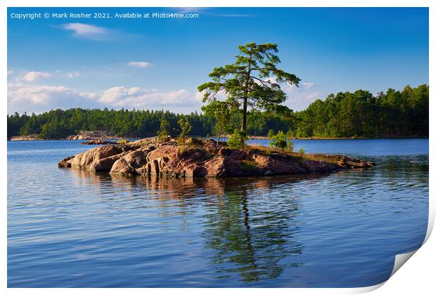 Small Island in Swedish Lake Print by Mark Rosher