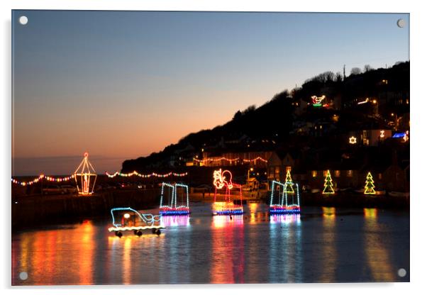 Mousehole christmas lights Acrylic by Kevin Britland