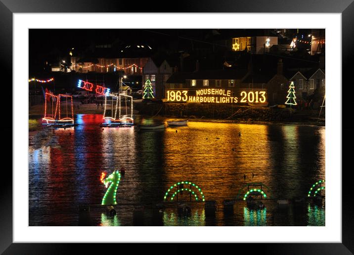 Mousehole christmas lights Framed Mounted Print by Kevin Britland