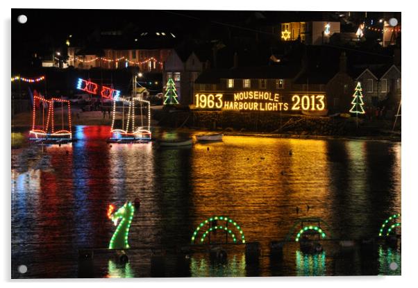 Mousehole christmas lights Acrylic by Kevin Britland