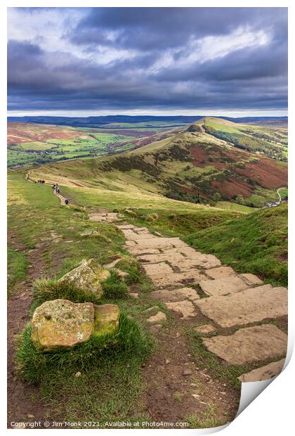 The Great Ridge Pathway, Mam Tor Print by Jim Monk