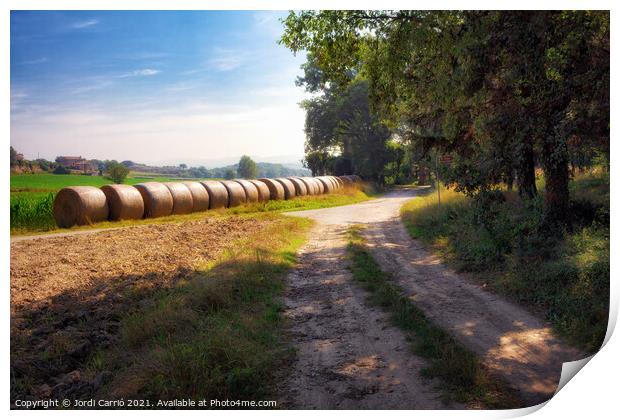 Straw bales on the road - Orton glow Edition  Print by Jordi Carrio