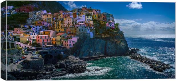 Picturesque view of Manarola, Cinque Terre, Coastl Canvas Print by Maggie Bajada