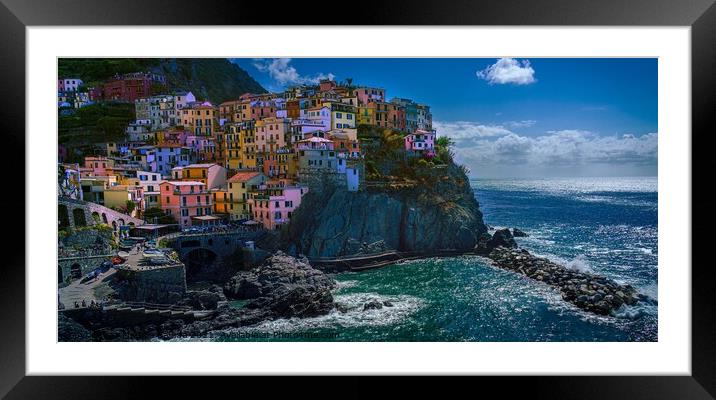 Picturesque view of Manarola, Cinque Terre, Coastl Framed Mounted Print by Maggie Bajada