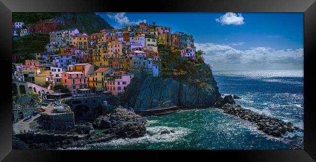 Picturesque view of Manarola, Cinque Terre, Coastl Framed Print by Maggie Bajada