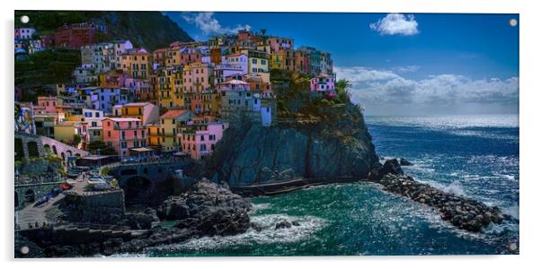 Picturesque view of Manarola, Cinque Terre, Coastl Acrylic by Maggie Bajada