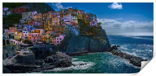 Picturesque view of Manarola, Cinque Terre, Coastl Print by Maggie Bajada