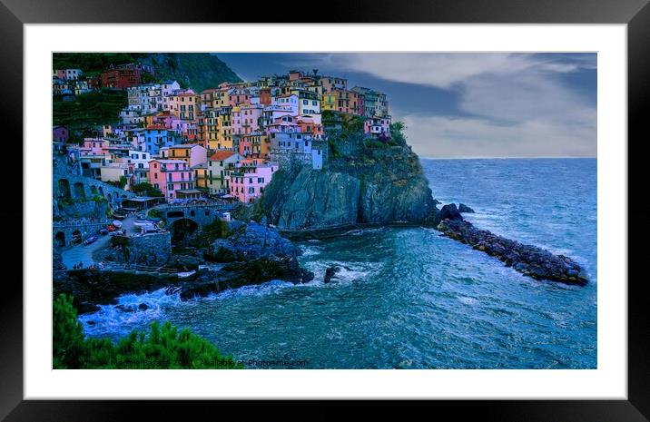 Picturesque view of Manarola in Cinque Terre, Ital Framed Mounted Print by Maggie Bajada