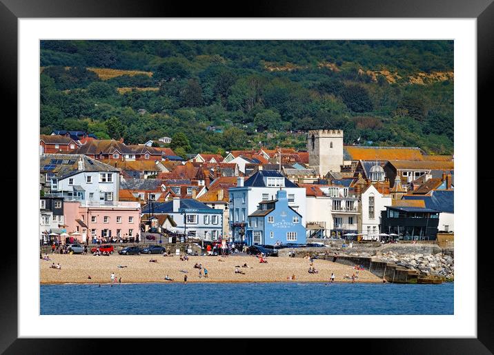Lyme Regis Town and Beach  Framed Mounted Print by Darren Galpin
