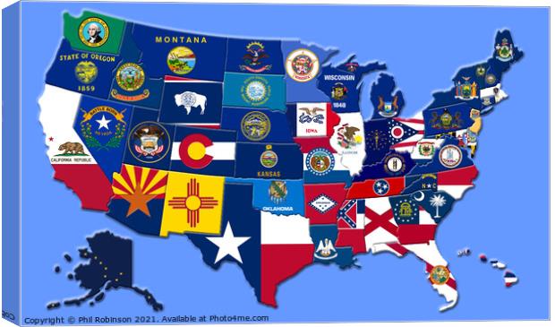 USA Flag Map 2 Canvas Print by Phil Robinson