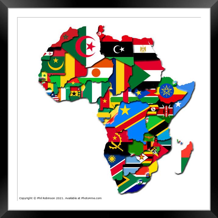 Africa Flag Map 2  Framed Mounted Print by Phil Robinson