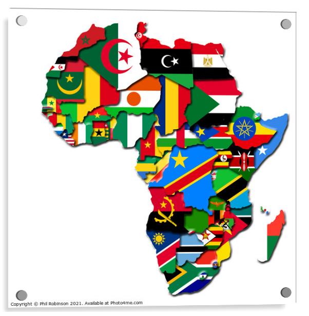 Africa Flag Map 2  Acrylic by Phil Robinson