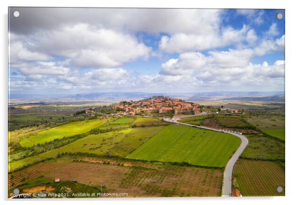 Castelo Rodrigo drone aerial view village landscape, in Portugal Acrylic by Luis Pina