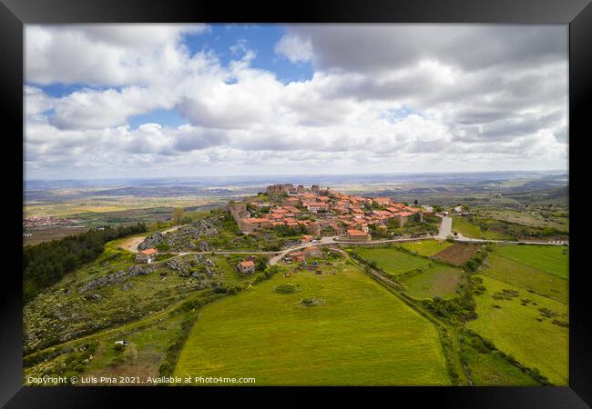 Castelo Rodrigo drone aerial view village landscape, in Portugal Framed Print by Luis Pina
