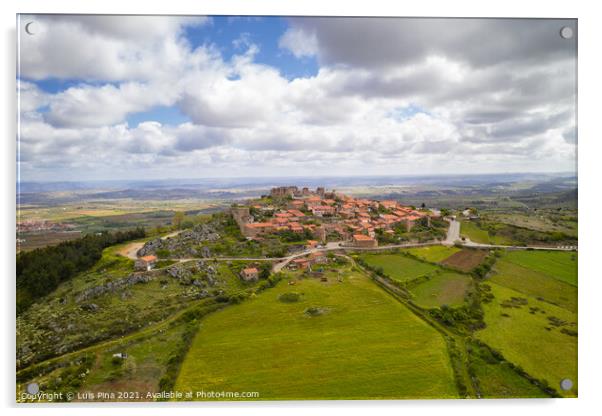 Castelo Rodrigo drone aerial view village landscape, in Portugal Acrylic by Luis Pina