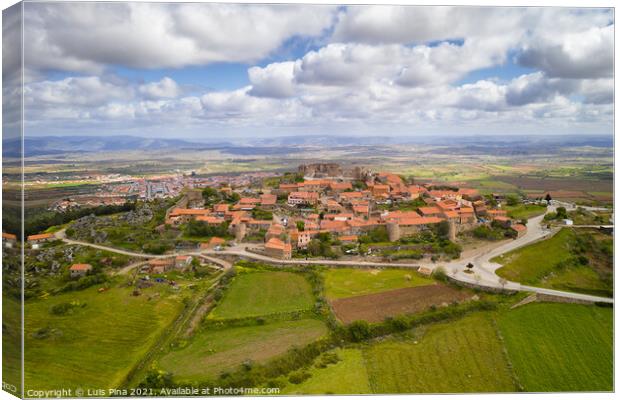 Castelo Rodrigo drone aerial view village landscape, in Portugal Canvas Print by Luis Pina