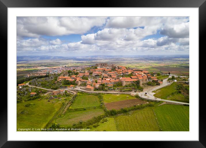 Castelo Rodrigo drone aerial view village landscape, in Portugal Framed Mounted Print by Luis Pina