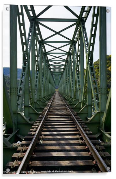 Railway bridge in Douro region in Ferradosa, Portugal Acrylic by Luis Pina