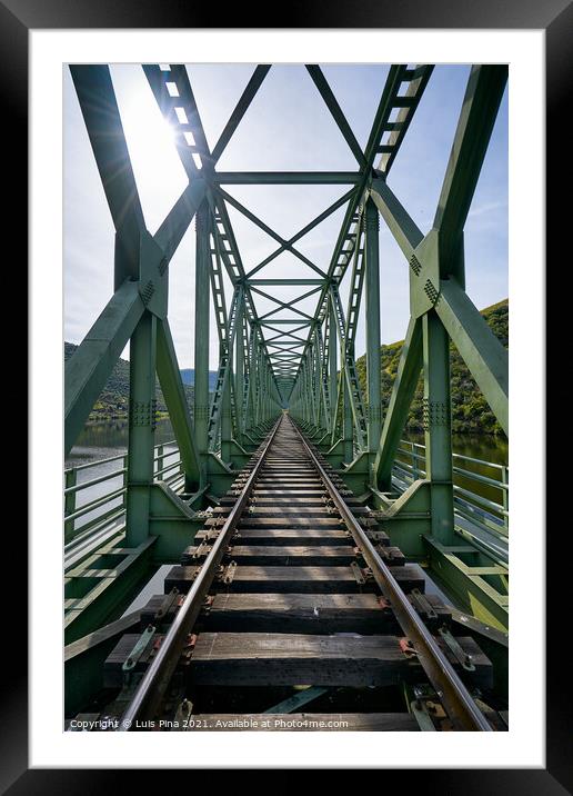 Railway bridge in Douro region in Ferradosa, Portugal Framed Mounted Print by Luis Pina