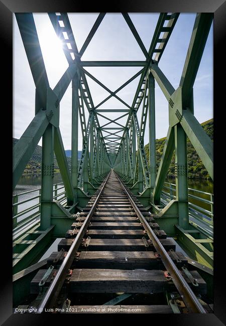 Railway bridge in Douro region in Ferradosa, Portugal Framed Print by Luis Pina