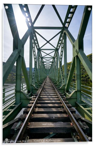 Railway bridge in Douro region in Ferradosa, Portugal Acrylic by Luis Pina