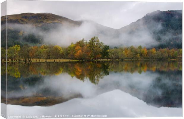 Loch Lubnaig autumn reflection Canvas Print by Lady Debra Bowers L.R.P.S