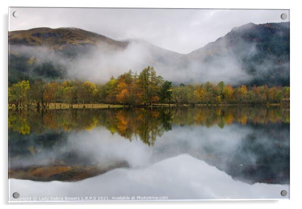 Loch Lubnaig autumn reflection Acrylic by Lady Debra Bowers L.R.P.S