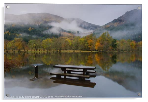 Loch Lubnaig picnic area  Acrylic by Lady Debra Bowers L.R.P.S